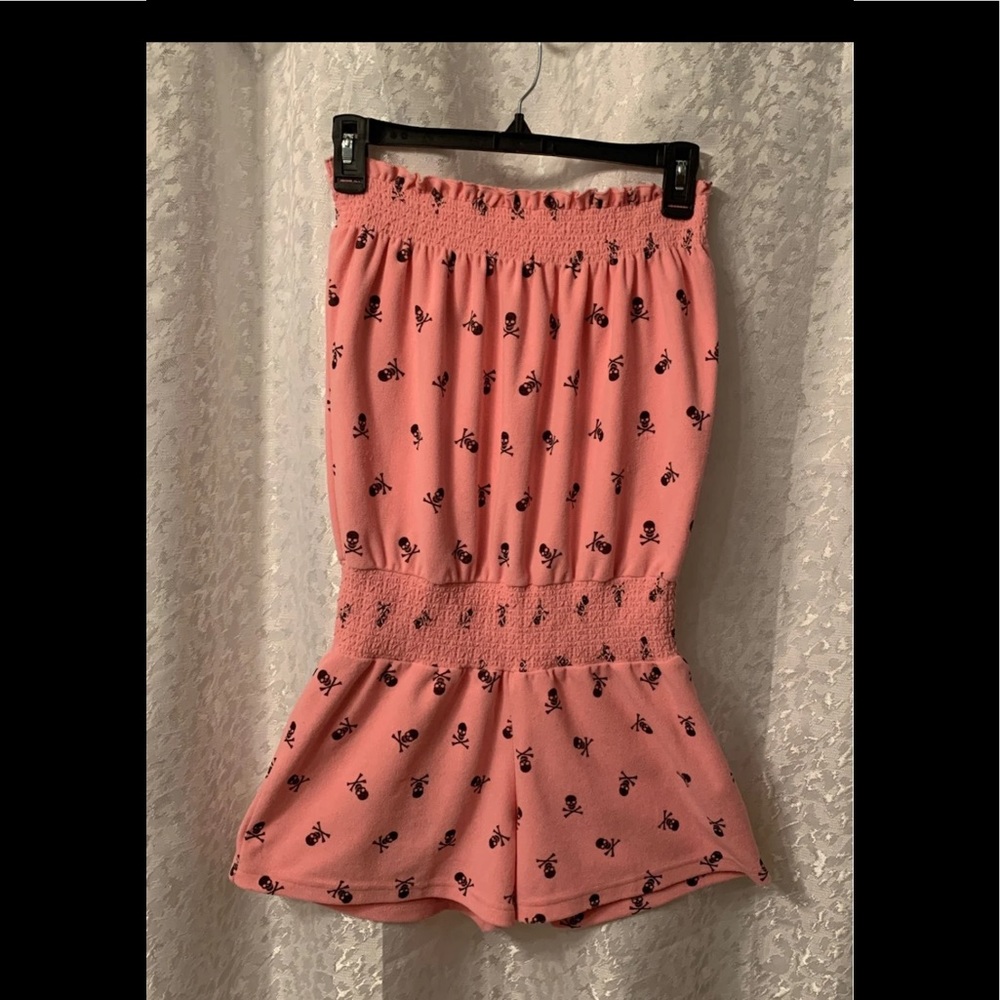 Pink and Black skull tube romper